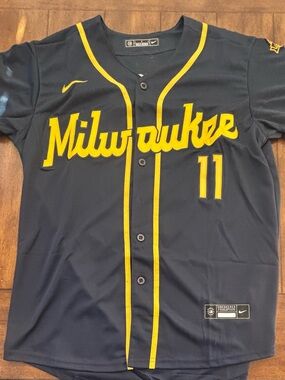 Milwaukee Brewers Jackson Chourio #11 Away Blue Jersey Adult Large NWT